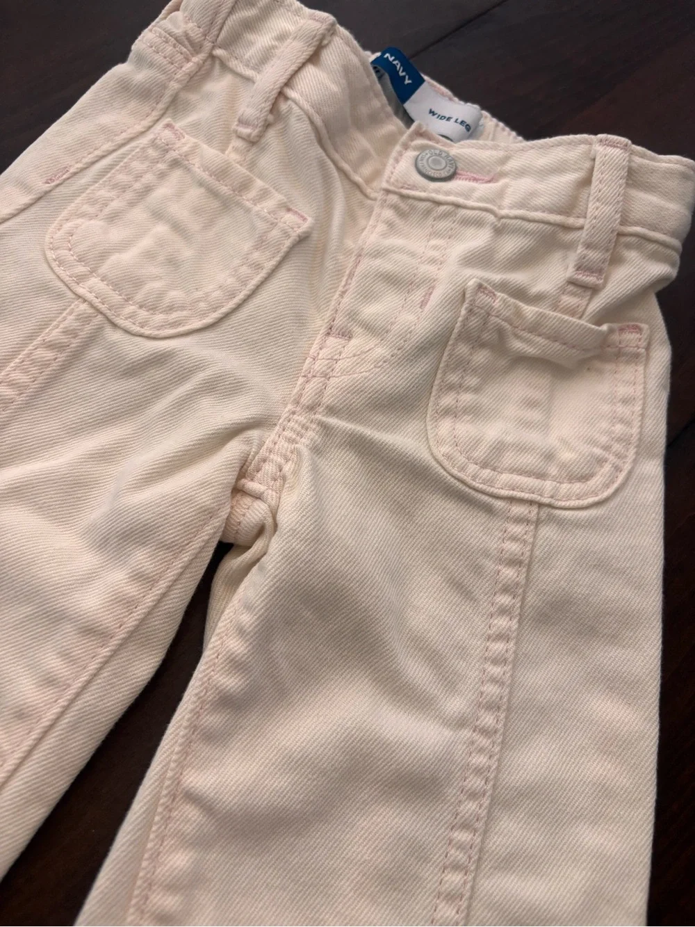 Old Navy Pastel Pink Wide-Leg Jeans with Front Patch Pockets